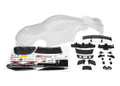 Body, Toyota Supra GT4 (clear, trimmed, requires painting)/ decal sheet (includes side mirrors, wing, grilles, vents, hardware, & clipless mounting)
