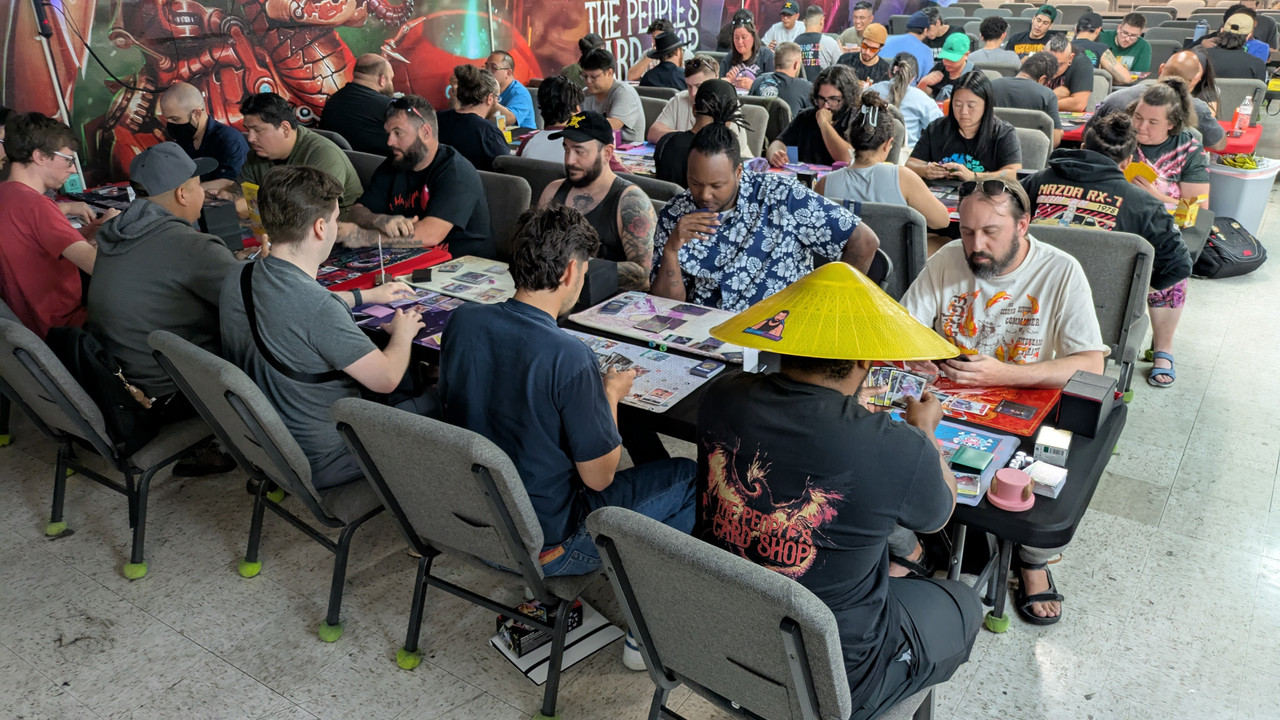 One Piece Tournament Las Vegas at The People's Card Shop Packed One Piece Card Game tournament at The People's Card Shop in Las Vegas with dozens of players competing