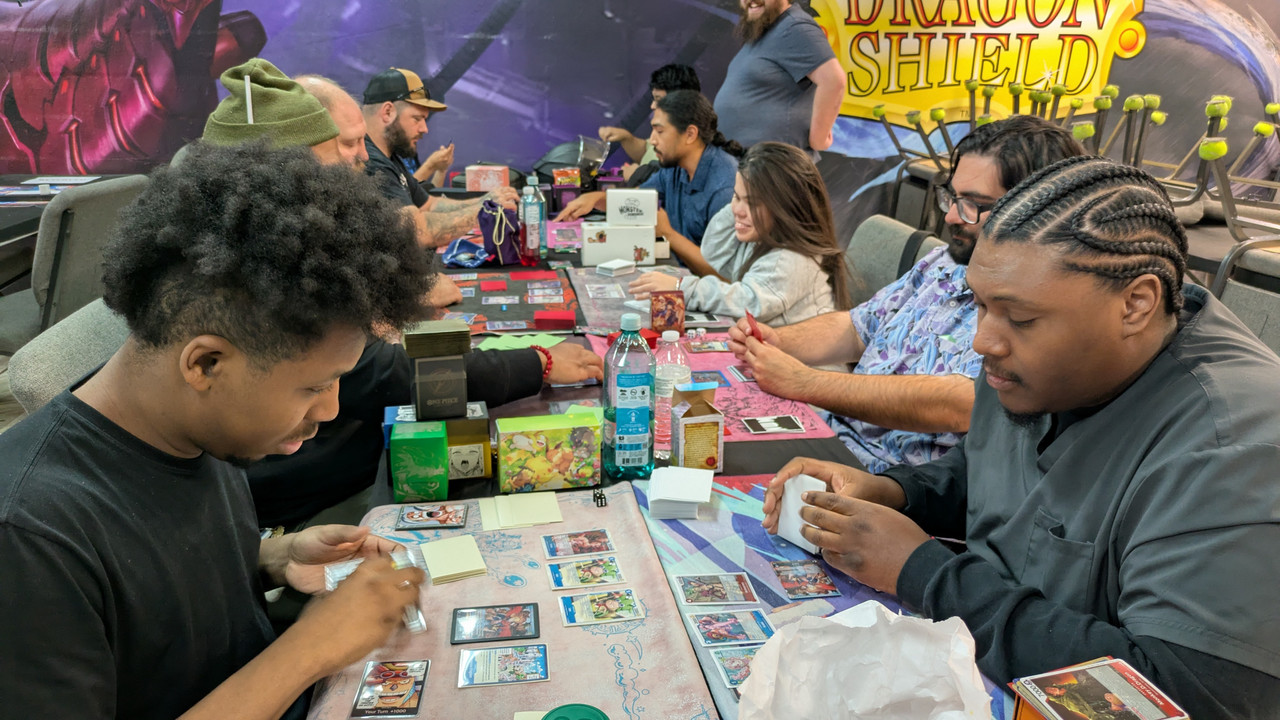 One Piece Card Game Las Vegas Gameplay One Piece Card Game players competing at The People's Card Shop in Las Vegas