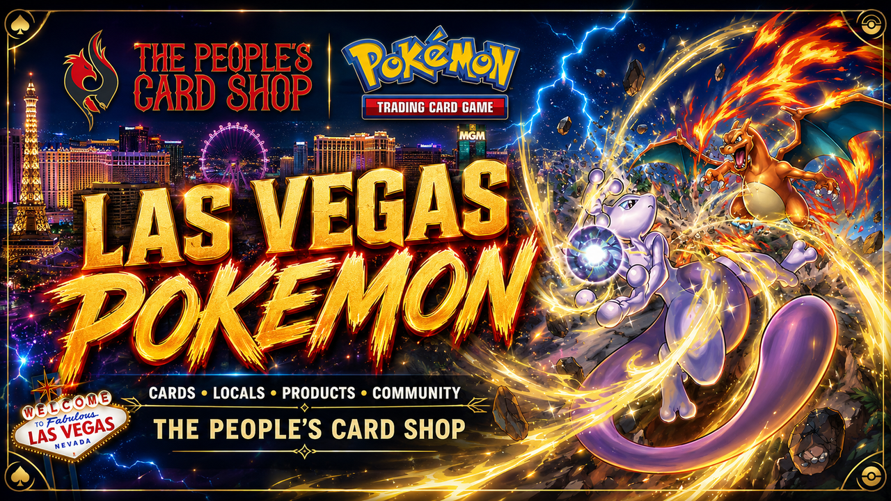 Pokémon Cards Las Vegas at The People's Card Shop Pokémon cards at The People's Card Shop in Las Vegas — booster boxes, packs, singles, locals, and community
