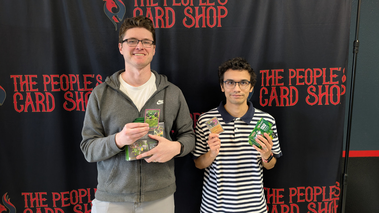Pokémon League Challenge Las Vegas Winners Pokémon League Challenge winners at The People's Card Shop in Las Vegas holding prizes