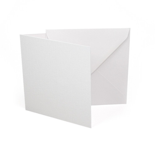 Small square white linen card blanks with envelopes