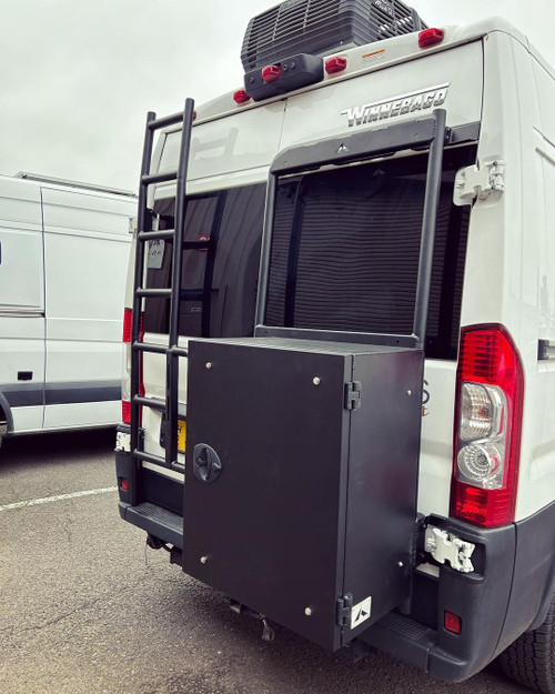 Dodge RAM Promaster with a rear door base mounting unit from Aluminess Products.