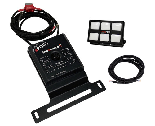 sPOD SourceLT with Jeep JL mounting bracket and battery cables with a Mini6 switch control.