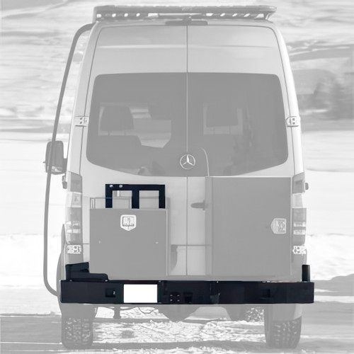 Sprinter van driving in the snow highlighting Aluminess Rear Bumper - 2007-18.