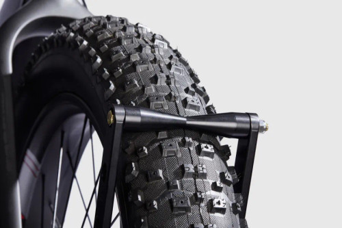 Close-up picture featuring 1-UP USA Fat Tire Spacer Kit on a bike tire.