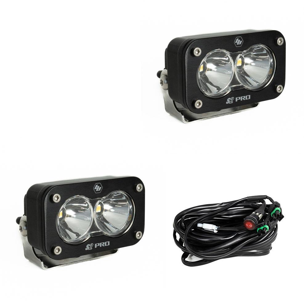 S2 Pro Black LED Auxiliary Light Pod Pair - Universal - Baja