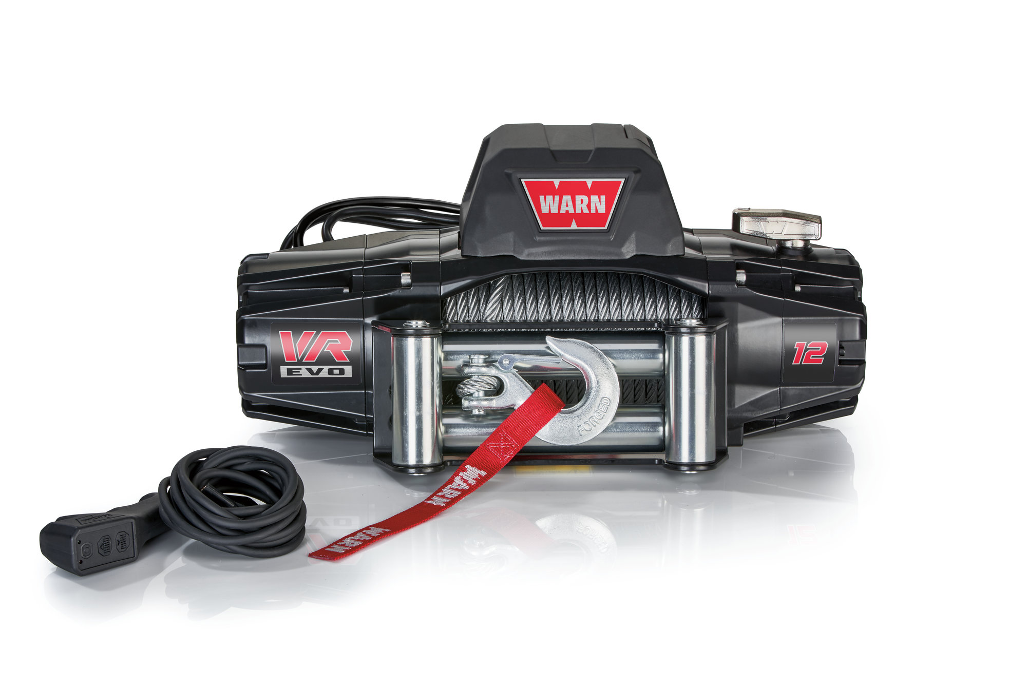 Picture of Warn VR EVO 12000 Winch - Universal with white background.