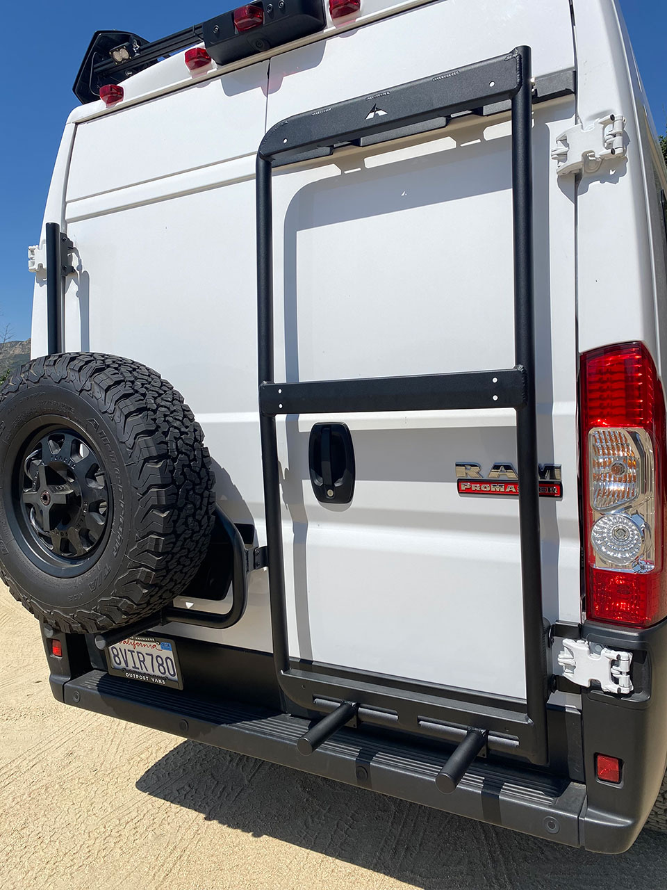 Dodge RAM Promaster with a rear door base mounting unit from Aluminess Products.