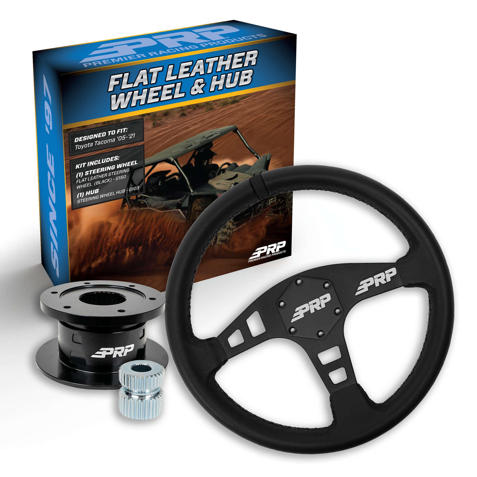 KAWAII FITMENT. steering wheel ver02 レザー PRP Flat Leather Steering Wheel Kit with Quick Release Hub for