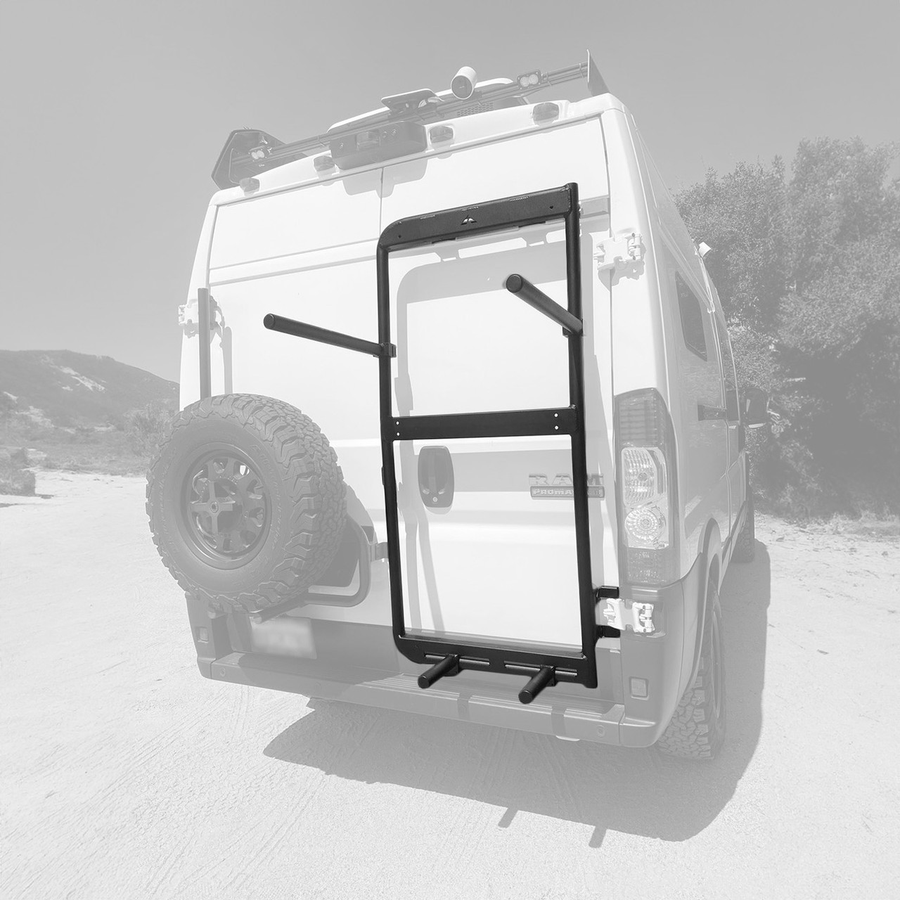 Dodge RAM Promaster with a rear door base mounting unit from Aluminess Products.