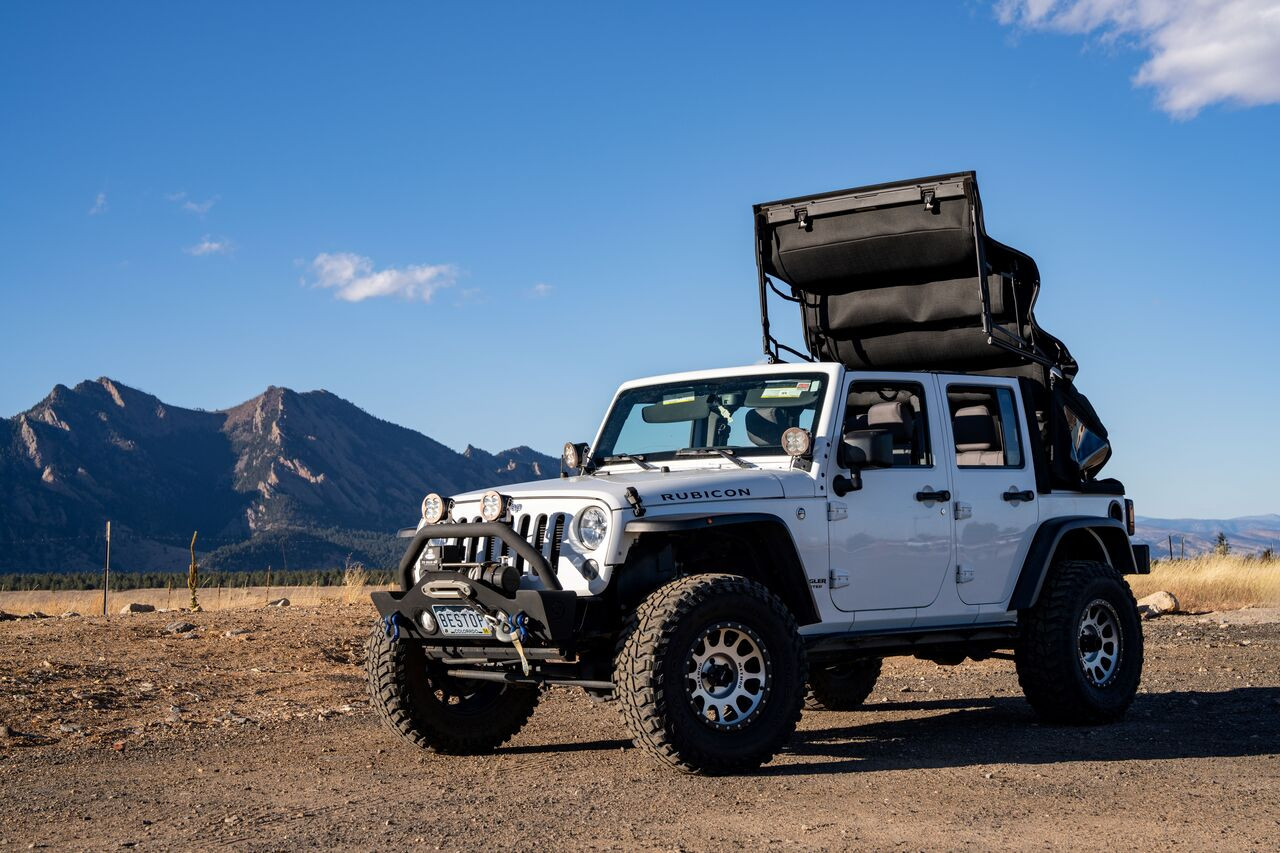 eTop Automatic Electronic Convertible Squareback Roof Black for Jeep Wrangler JK 4 Door