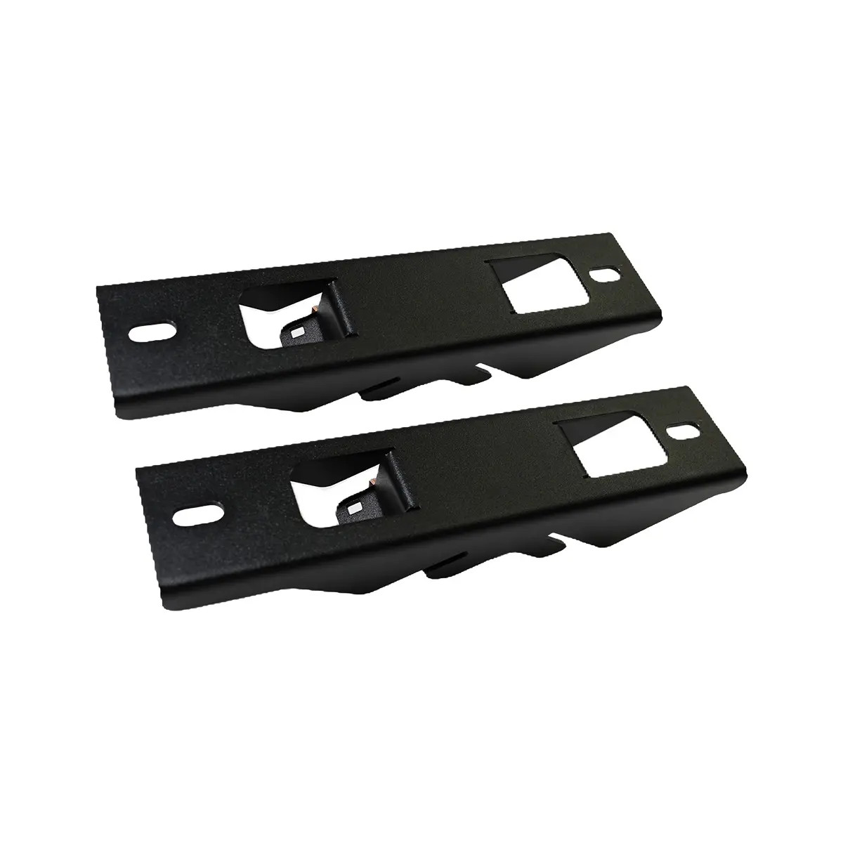 Pair of Recon Rack MaxTrax Adapters shown in a close-up view with mounting slots and angled design.