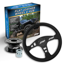 PRP Flat Leather Steering Wheel Kit with Quick Release Hub with Universal Weld on Adaptor