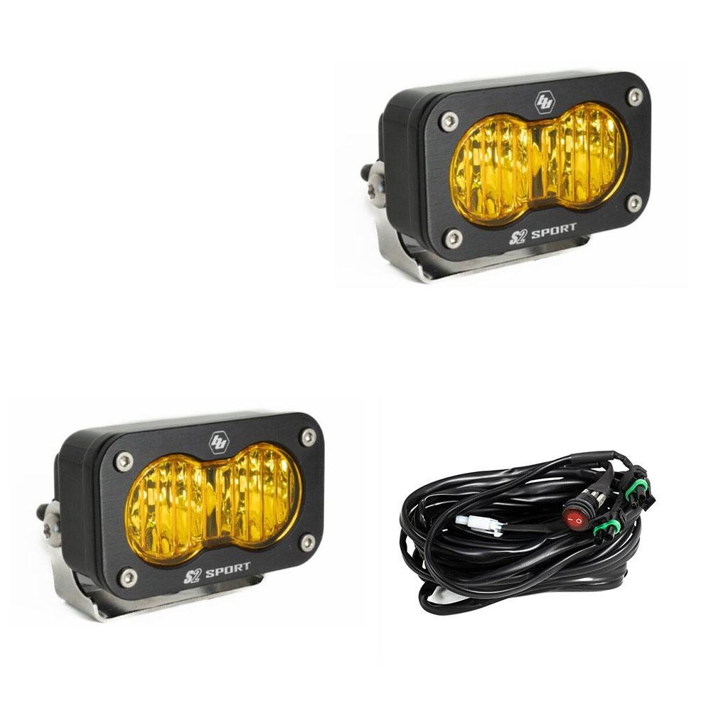 S2 Sport Black LED Auxiliary Light Pod Pair - Universal - Baja