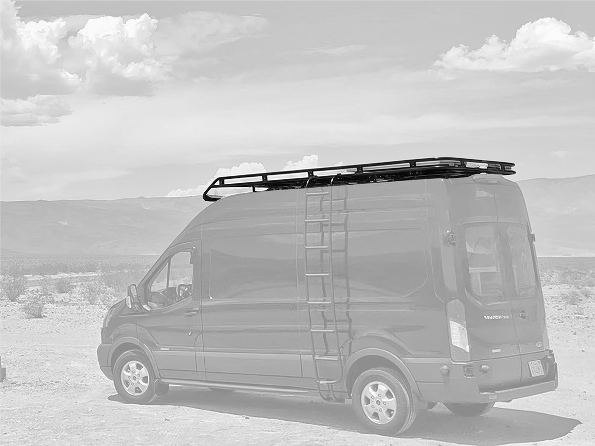 Picture of a van highlighting Ford Transit Roof Rack from Aluminess Products.