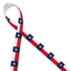 Texas flag ribbon featuring the Lone Star and a red stripe printed on 5/8" white grosgrain is the epitome of Texas pride. This is the perfect ribbon for Texas Homecoming traditions of mums and garters along with gifts, crafts and quilting projects with Texas theme. All our ribbon is designed and printed in the USA