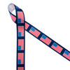 American Flags line up on a navy blue background printed on 7/8" white grosgrain ribbon for the perfect patriotic ribbon! This is an ideal ribbon for 4th of July, Memorial Day and Veterans Day. Use this ribbon for hair bows, wreaths, party decor and gift wrap for the biggest Summer holiday! All our ribbon is designed and printed in the USA