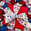 Patriotic Gnome ribbon for 4th of July,  printed on 1.5" white satin, 10 yards