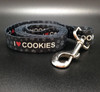 I ( red Heart) Cookies Dog Leash with paw prints 1" wide webbing
