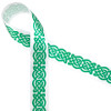 The Anam Cara Celtic knot represents eternal love the the binding of two hearts to one. This beautiful 7/8" white single face satin ribbon printed with the Celtic knot in kelly green is an ideal addition to any gift!