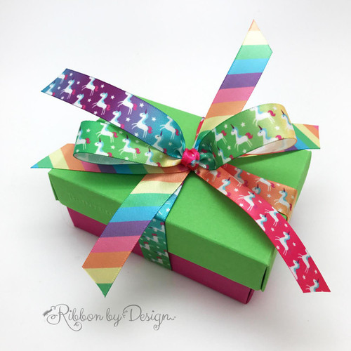 Paired with our unicorn ribbon, pastel rainbow makes a beautiful package!
