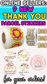 Online Sellers: 9 NEW Styles of THANK YOU Parcel Stickers on Amazon