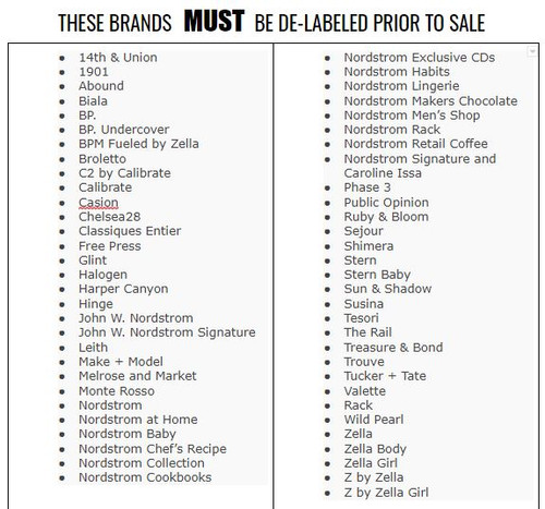 These brands MUST be de-labeled.  Failure to De-Label these specific brands will result in the termination of your ability to purchase through our company in addition to possible legal repercussions. 