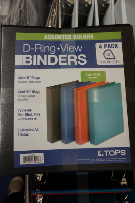 ***PICKUP ONLY** 18 Sets = 72pc TOPS Brand Three Ring Binder Sets MULTI COLOR #26011u ()