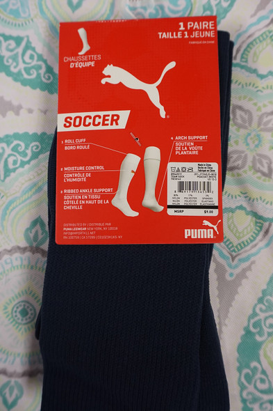 18prs PUMA Kids Socks NAVY BLUE Ages 6-10 = Size 1 YOUTH #29536N (J-3-1)