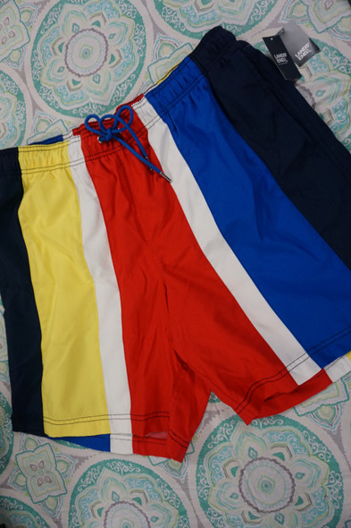 25pc Mens Lands End SWIM TRUNKS Swim Shorts Color Block #30415z (U-1-4)