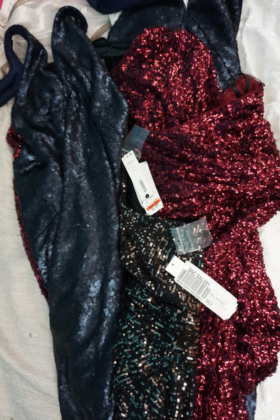 9pc Womens AQUA Sequin Gowns & Cocktail Dresses STORE RETURNS  #30479d  (B-6-4)