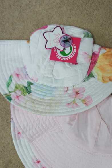 34pc Toddler Girls TOBY FAIRY  White Floral Reversible Hats OVERSTOCKS#27980E (Y-10-2)