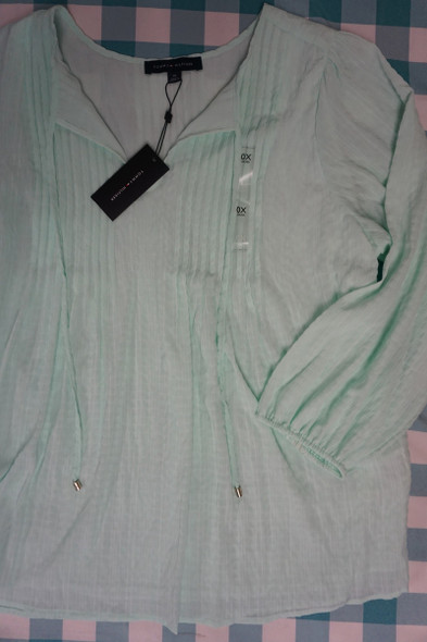 16pc PLUS SIZE $90 TOMMY HILFIGER Silky Shirts Blouses Mint Green #29902d (O-2-1)