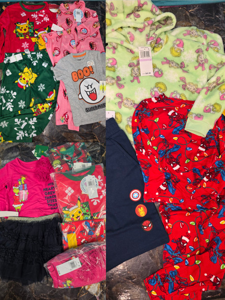 114pc Kids Character DISNEY Princess Grinch MARIO Clothing Assortment OVERSTOCKS #35766C (B-15-3)