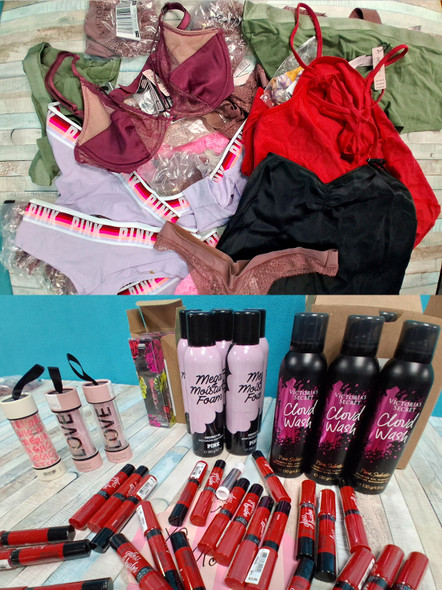 74+pc Victorias Secret & PINK Love PURE SEDUCTION Wild Flower GLOSS BALM Moisture Foam #35908J (G-8-3)