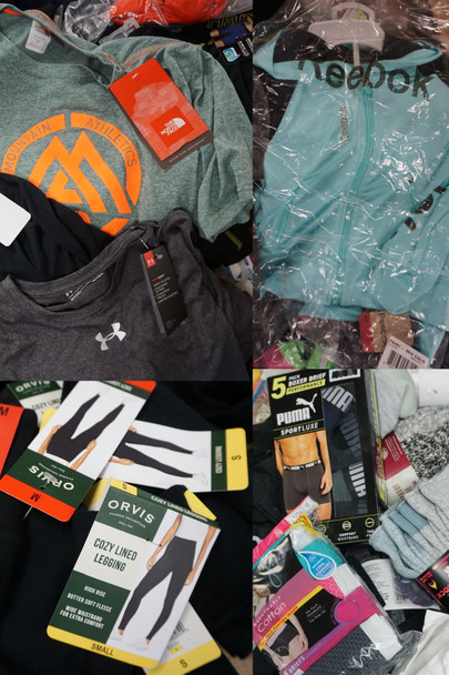 326+pc PALLET ORVIS Kors NORTH FACE Avalanche SETS Hanes PUMA #27391J (D-5/D-6)