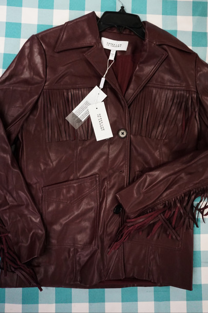 1pc DEREK LAM 10 CROSBY Faux Leather Jacket Size 0 #29392G (O-5-3)