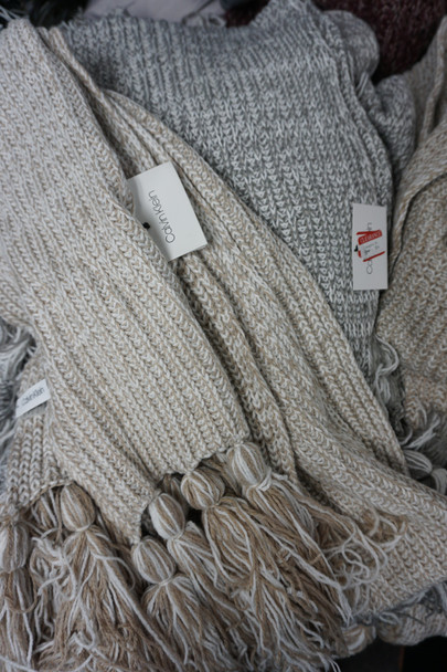 14pc Calvin Klein Winter Scarves TAN & GRAY Duplicates #24735w (W-2-2)