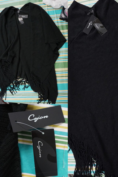 22pc Womens Cejon Black Wrap Cardigans & Poncho Sweaters #24797A (L-4-3)