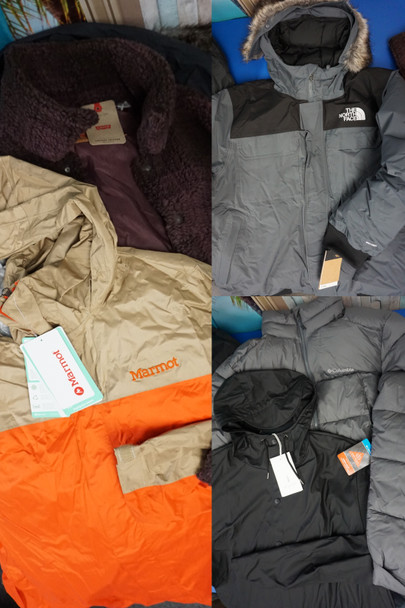 8pc Mens Outerwear NORTH FACE PARKA Rains MARMOT Levis COLUMBIA #31603x (H-2-3)