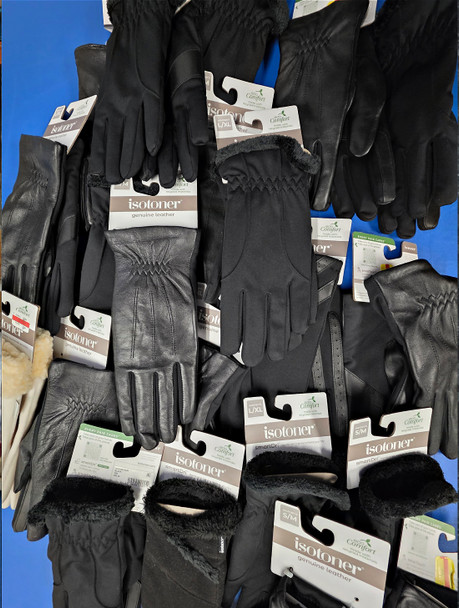 53pc Womens ISOTONER  & CHARTER CLUB $95 LEATHER Gloves #35088L (W-2-5)