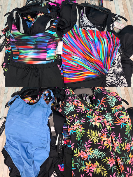 27pc One-Piece Bathing Suits FLAMINGO Swim Solutions LA BLANCA Blue Rod Beattie #35816G (G-1-4)