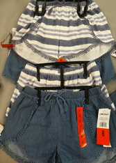 18 SETS = 36pc Girls DKNY Shorts Stripe & Faux Jean 6 6X OVERSTOCKS #17210i (L-4-4)