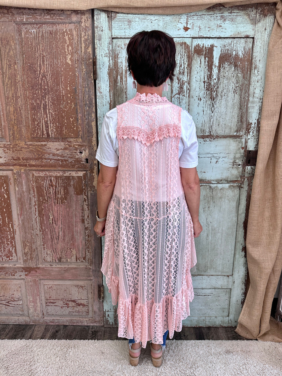 New Sensation Lace Vest - Pink - The Shabby Tree