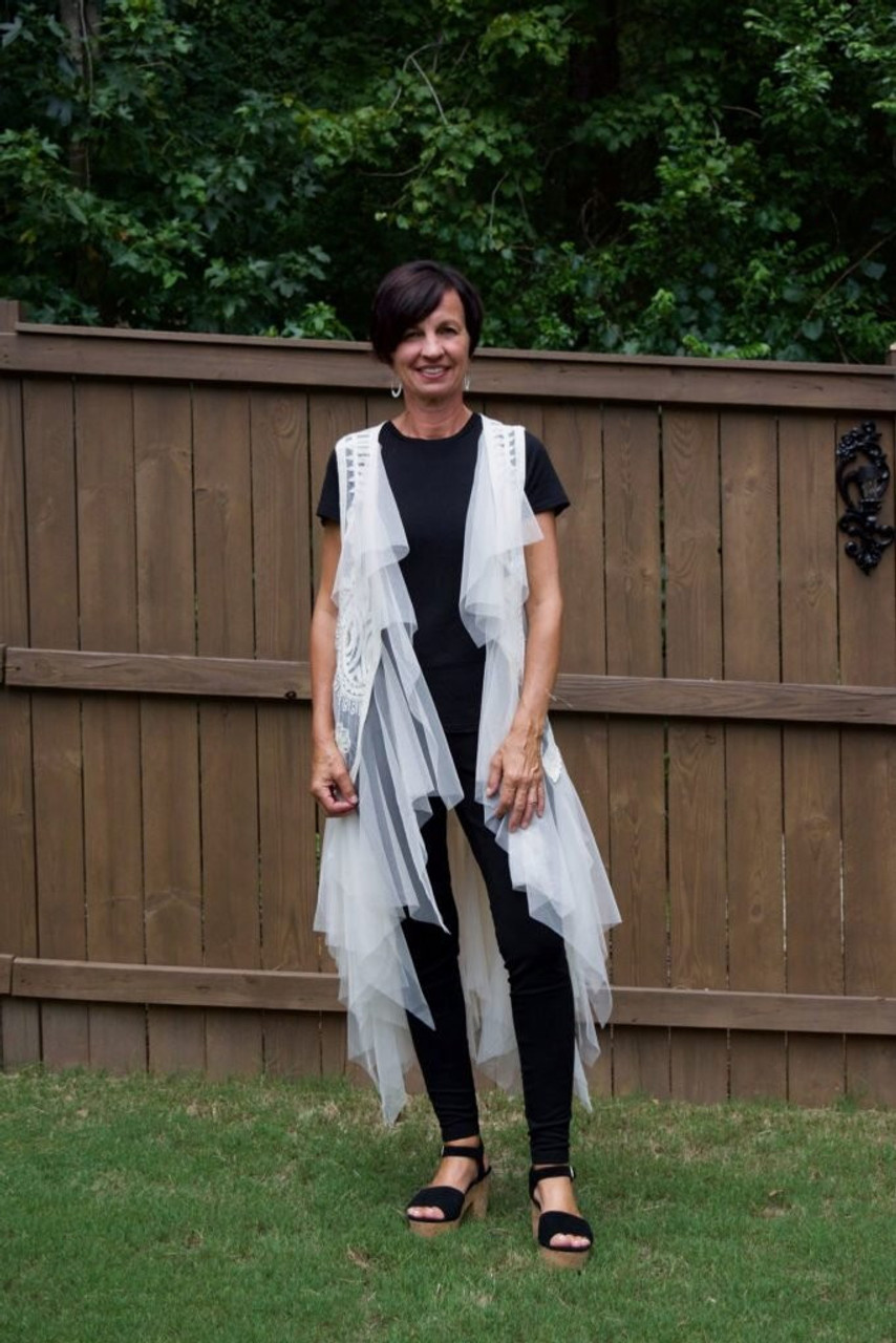 Crochet Vest With Tulle Layers - CREAM - The Shabby Tree