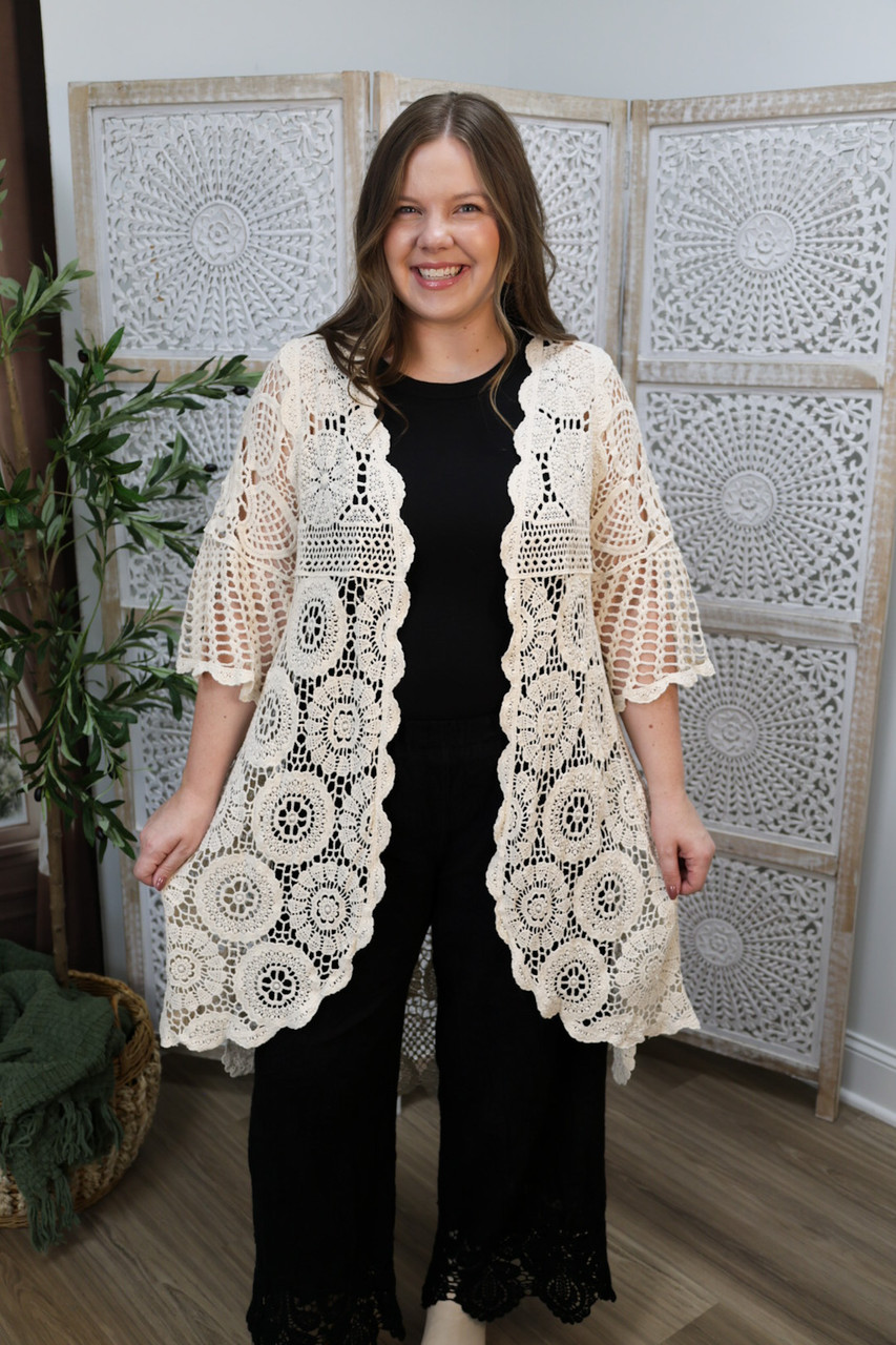 Match Made In Heaven Crochet Cardigan - Natural