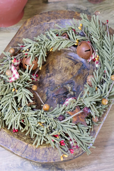 Candle Ring - 6.5" Rustic Holiday Pine