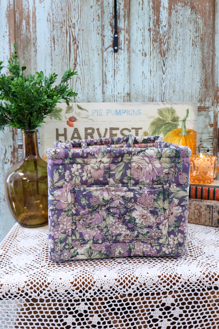 Purple - Floral Fabric Tote