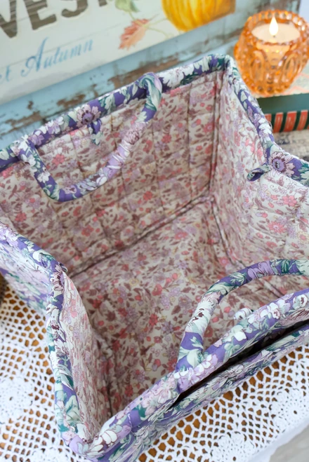 Purple - Floral Fabric Tote